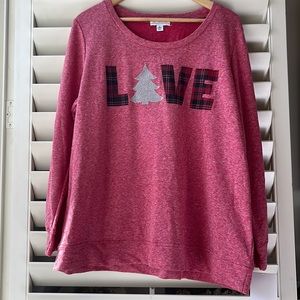 Christmas 1X long sleeves pullover top light sweater by La Threads.